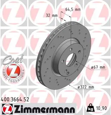 Brzdový kotouč ZIMMERMANN 400.3664.52
