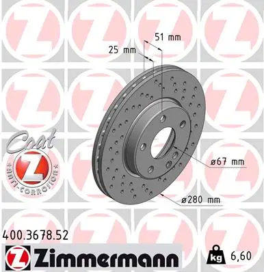 Brzdový kotouč ZIMMERMANN 400.3678.52