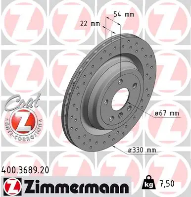 Brzdový kotouč ZIMMERMANN 400.3689.20