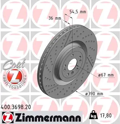 ZIMMERMANN Brzdový kotouč 400369820
