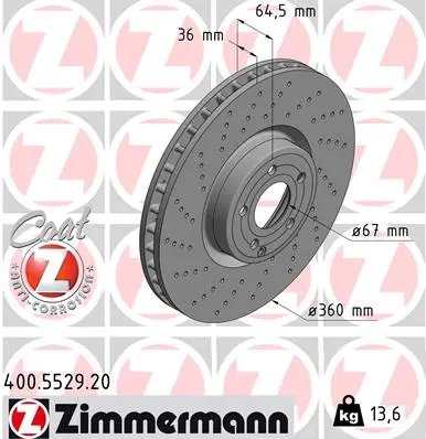 Brzdový kotouč ZIMMERMANN 400.5529.20