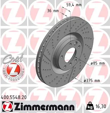 ZIMMERMANN Brzdový kotouč 400.5548.20