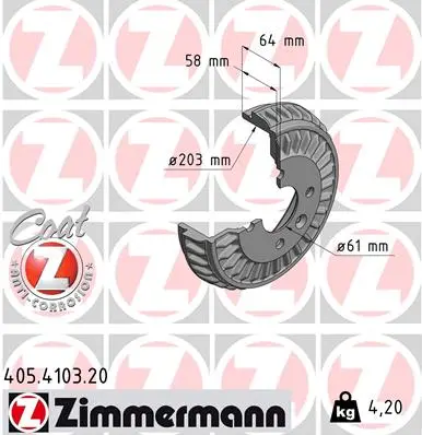 Brzdový buben ZIMMERMANN 405.4103.20