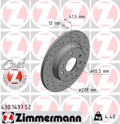 Brzdový kotouč ZIMMERMANN 430.1497.52