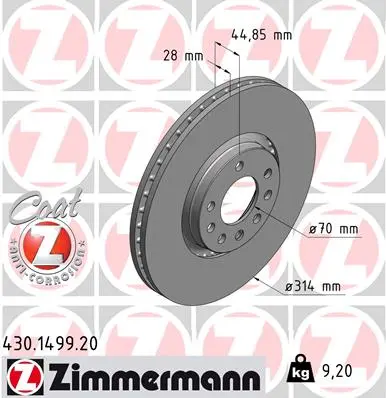 Brzdový kotouč ZIMMERMANN 430.1499.20