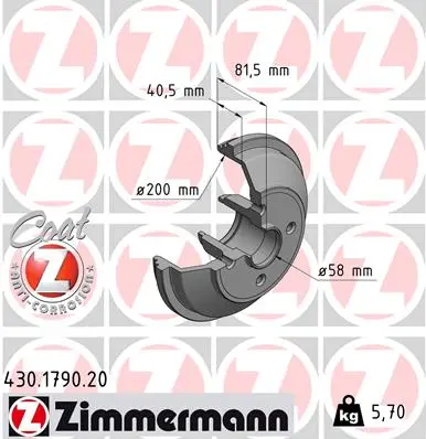 Brzdový buben ZIMMERMANN 430.1790.20