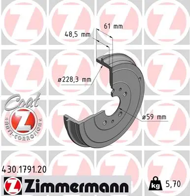 Brzdový buben ZIMMERMANN 430.1791.20