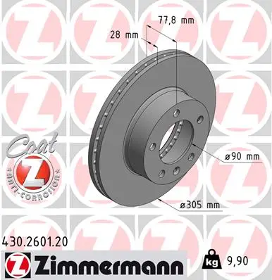 Brzdový kotouč ZIMMERMANN 430.2601.20