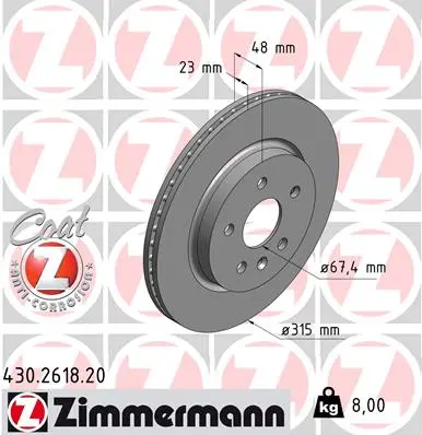 Brzdový kotouč ZIMMERMANN 430.2618.20