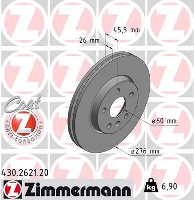 Brzdový kotouč ZIMMERMANN 430.2621.20