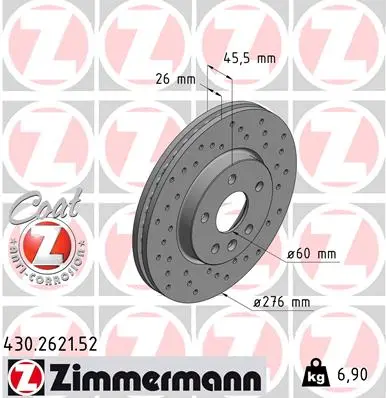 Brzdový kotouč ZIMMERMANN 430.2621.52