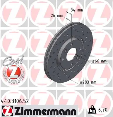 ZIMMERMANN Brzdový kotouč 440310652