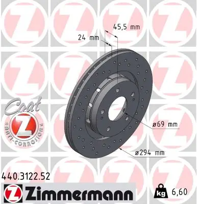 ZIMMERMANN Brzdový kotouč 440312252