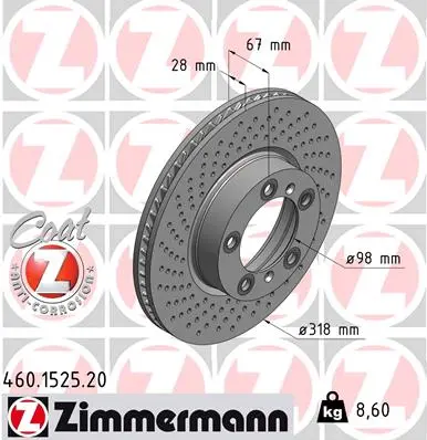 Brzdový kotouč ZIMMERMANN 460.1525.20