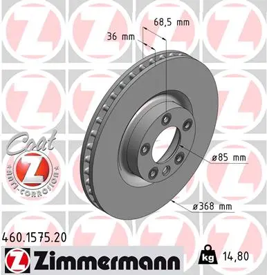 ZIMMERMANN Brzdový kotouč 460157520