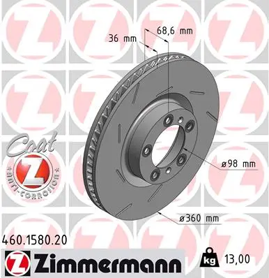 Brzdový kotouč ZIMMERMANN 460.1580.20