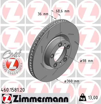 Brzdový kotouč ZIMMERMANN 460.1581.20