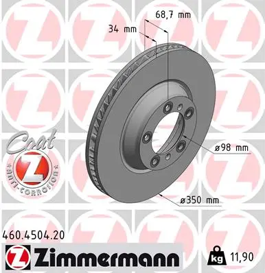 ZIMMERMANN Brzdový kotouč 460.4504.20