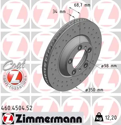 ZIMMERMANN Brzdový kotouč 460.4504.52