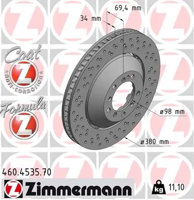 ZIMMERMANN Brzdový kotouč 460453570