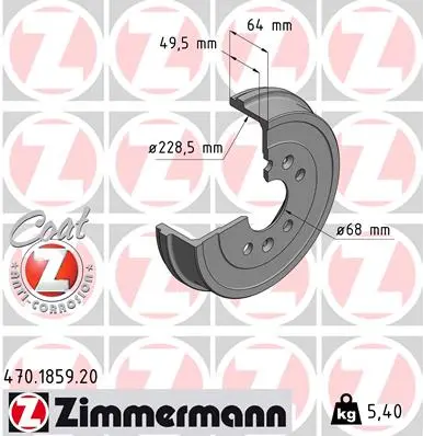 ZIMMERMANN Brzdový buben 470.1859.20