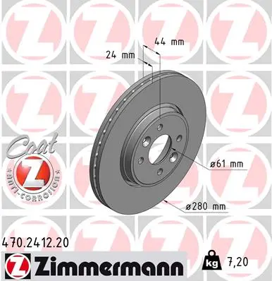 ZIMMERMANN Brzdový kotouč 470241220