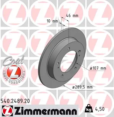 Brzdový kotouč ZIMMERMANN 540.2489.20