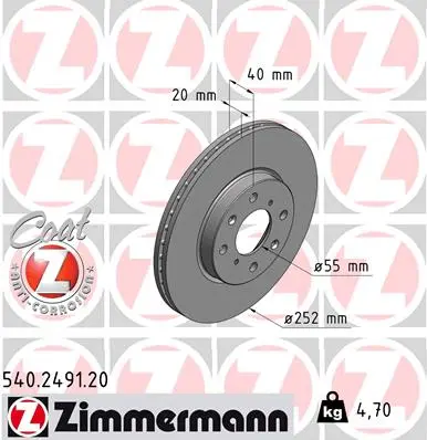Brzdový kotouč ZIMMERMANN 540.2491.20
