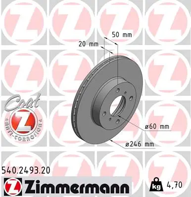Brzdový kotouč ZIMMERMANN 540.2493.20