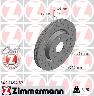 Brzdový kotouč ZIMMERMANN 540.2494.52