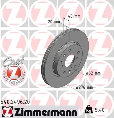 Brzdový kotouč ZIMMERMANN 540.2496.20