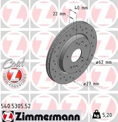 Brzdový kotouč ZIMMERMANN 540.5305.52