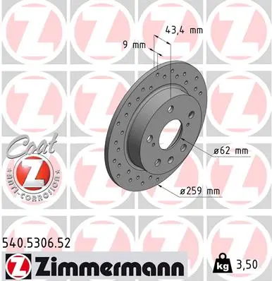 ZIMMERMANN Brzdový kotouč 540530652