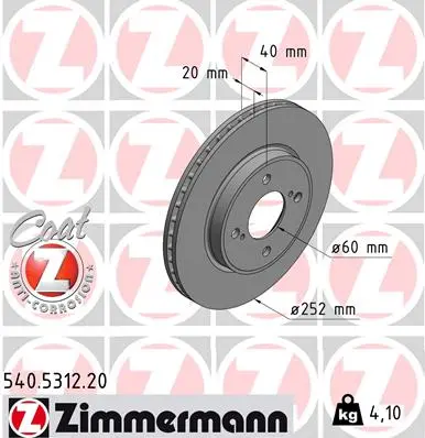 Brzdový kotouč ZIMMERMANN 540.5312.20
