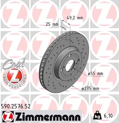ZIMMERMANN Brzdový kotouč 590257652