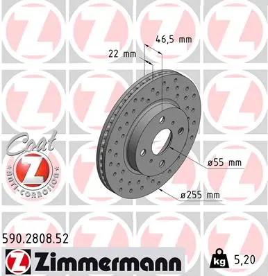 Brzdový kotouč ZIMMERMANN 590.2808.52