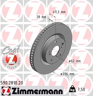 Brzdový kotouč ZIMMERMANN 590.2810.20
