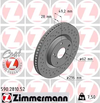 Brzdový kotouč ZIMMERMANN 590.2810.52
