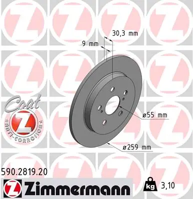 Brzdový kotouč ZIMMERMANN 590.2819.20