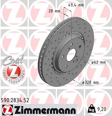 Brzdový kotouč ZIMMERMANN 590.2834.52