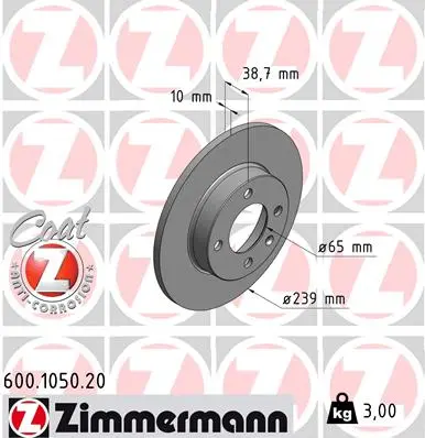 Brzdový kotouč ZIMMERMANN 600.1050.20