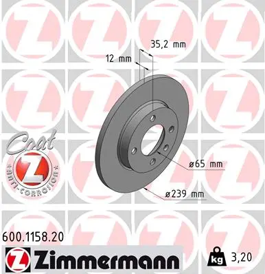 Brzdový kotouč ZIMMERMANN 600.1158.20