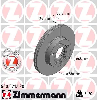 Brzdový kotouč ZIMMERMANN 600.3212.20