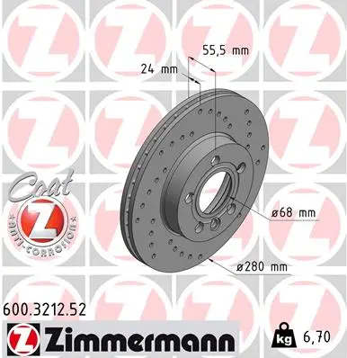 ZIMMERMANN Brzdový kotouč 600321252