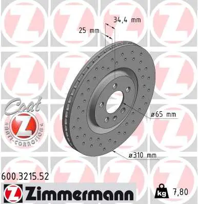 ZIMMERMANN Brzdový kotouč 600321552
