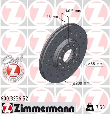 ZIMMERMANN Brzdový kotouč 600323652