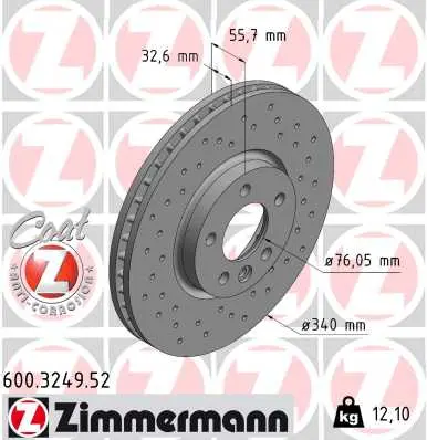 ZIMMERMANN Brzdový kotouč 600324952