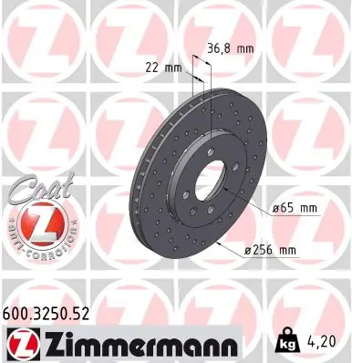 Brzdový kotouč ZIMMERMANN 600.3250.52