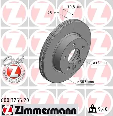 Brzdový kotouč ZIMMERMANN 600.3255.20