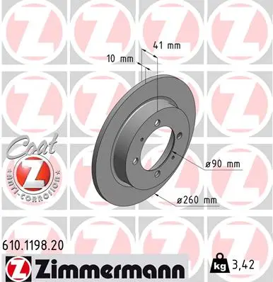 Brzdový kotouč ZIMMERMANN 610.1198.20